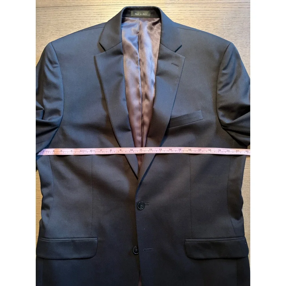 Calvin Klein Mens 100% Wool 2-Button Suit Jacket Blazer Black 40L RN 90736